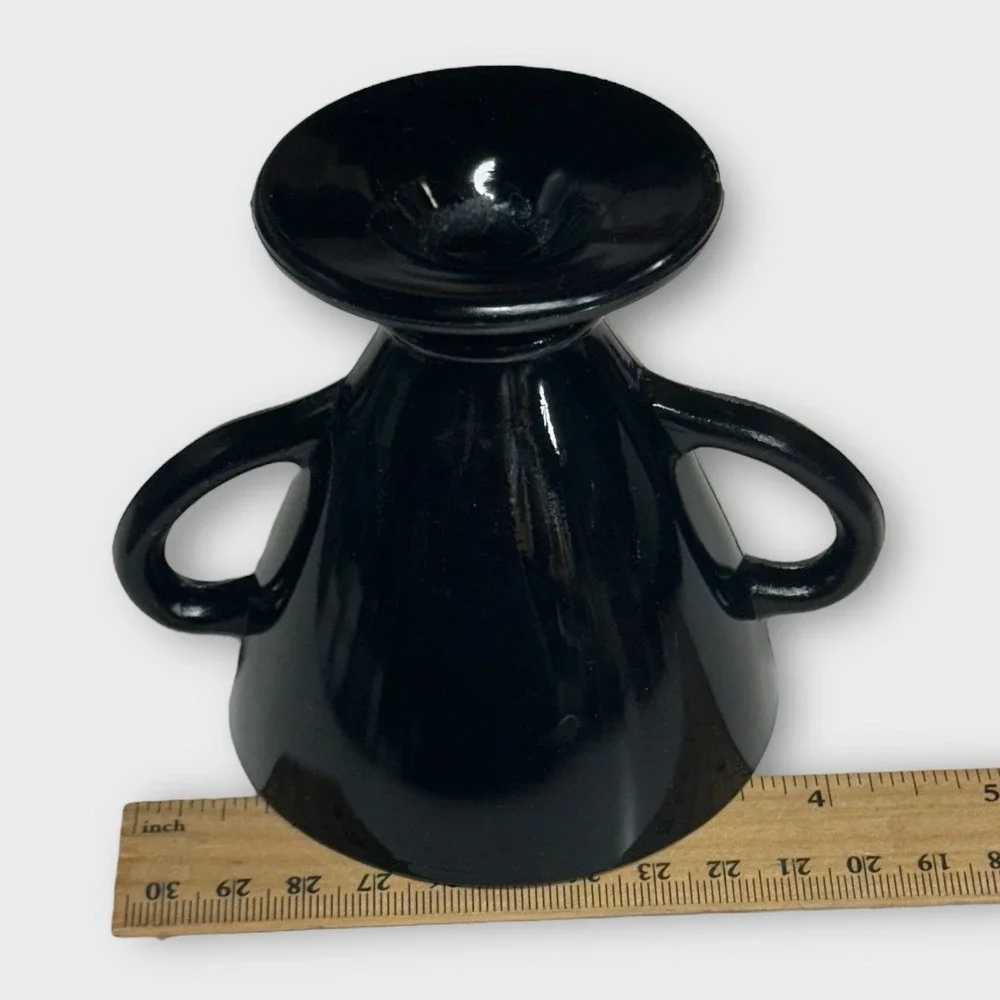 Hazel Atlas Ovide Black Open Sugar Bowl Double Handle Depression Glass 1930-1935